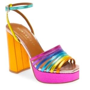 Kurt Geiger London Pierra Platform Sandal in strapped rainbow. Never worn, 39